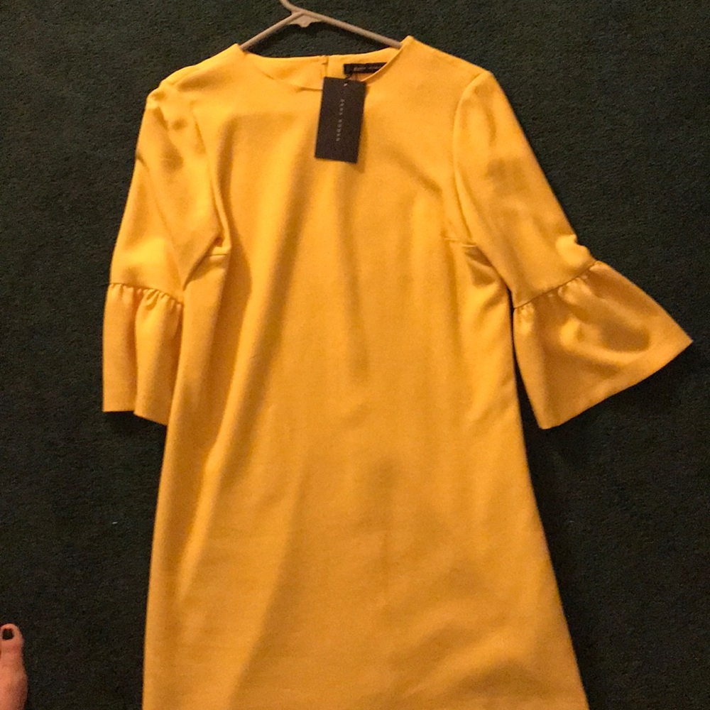 Yellow Ruffle Sleeve Dress